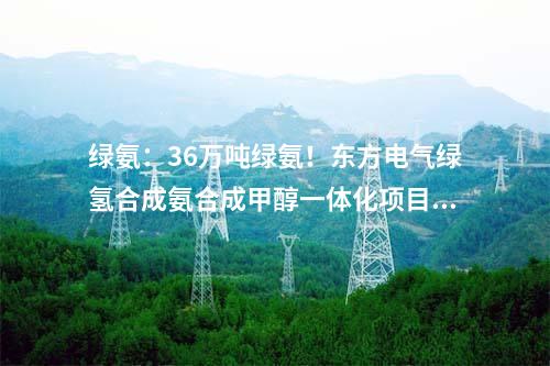 綠氨：36萬噸綠氨！東方電氣綠氫合成氨合成甲醇一體化項目落地遼寧
