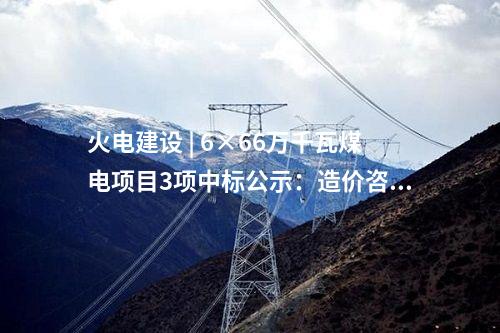 火電建設 | 6×66萬千瓦煤電項目3項中標公示：造價咨詢、三通一平等