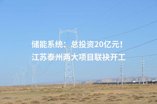 儲能系統：總投資20億元！江蘇泰州兩大項目聯袂開工